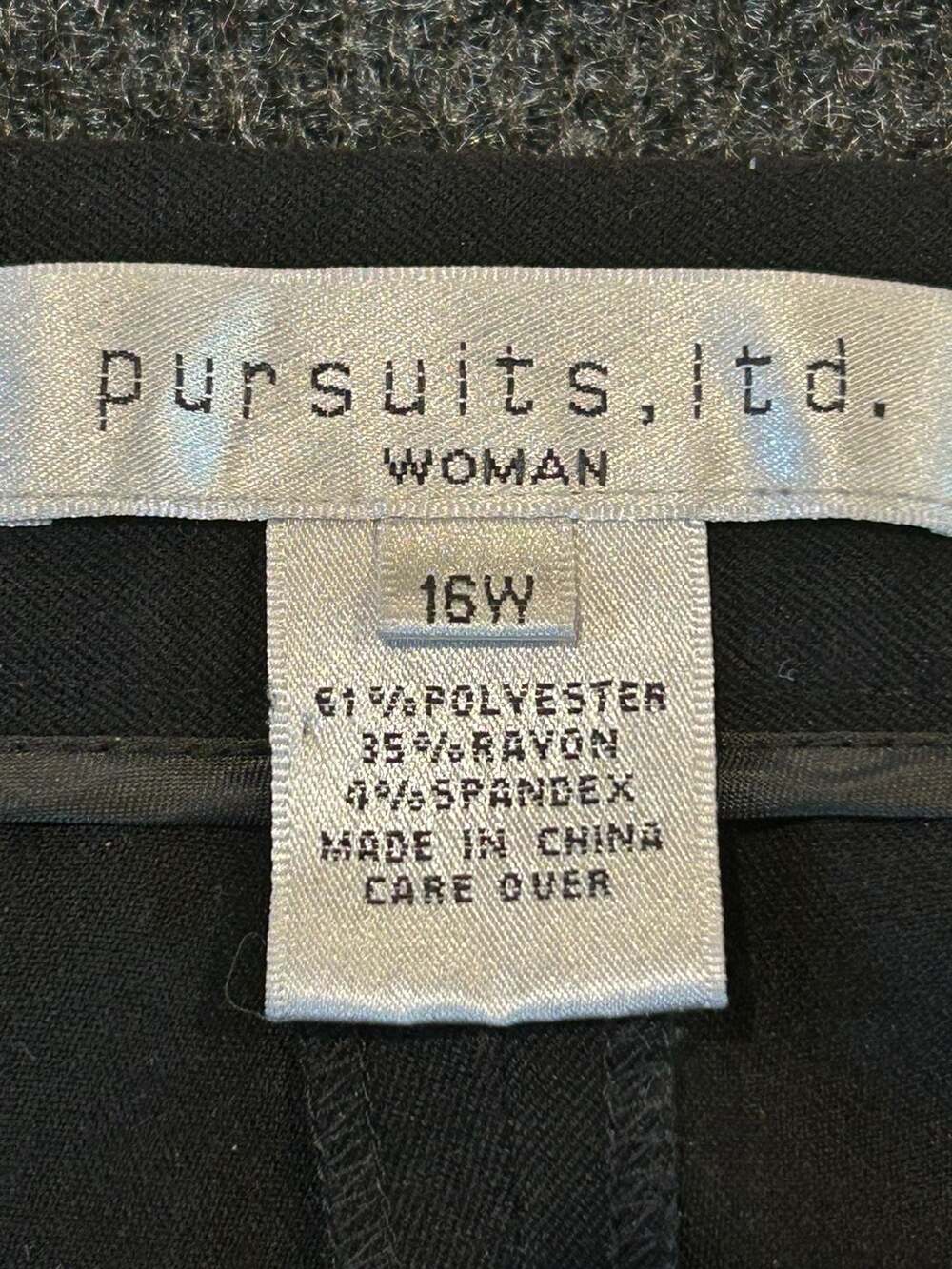 Pursuits Ltd. Woman Black Dress Pants Trousers Size 16W